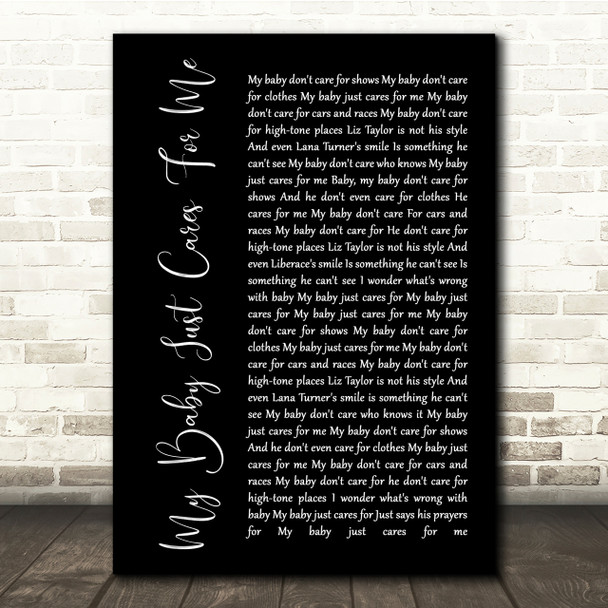 Nina Simone My Baby Just Cares For Me Black Script Song Lyric Quote Print