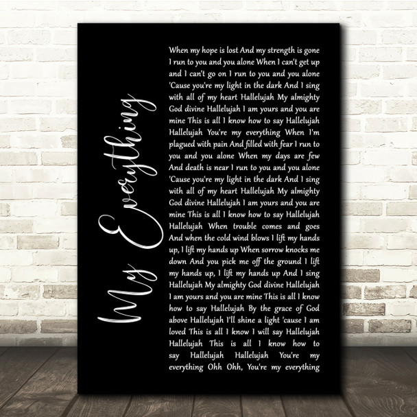 Owl City My Everything Black Script Song Lyric Quote Print