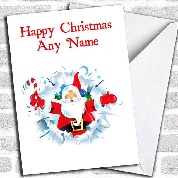 White Santa Christmas Card Personalized