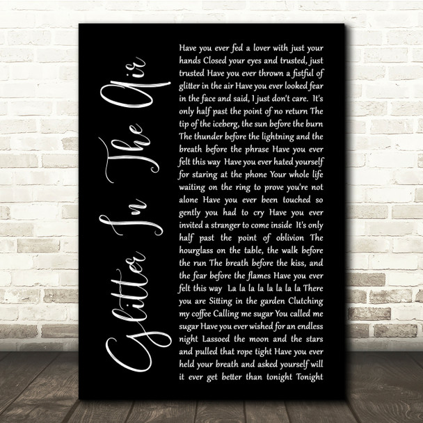 Pink Glitter In The Air Black Script Song Lyric Quote Print