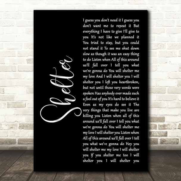 Ray LaMontagne Shelter Black Script Song Lyric Quote Print