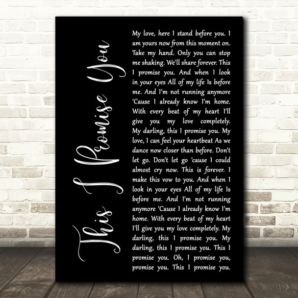 Ronan Keating This I Promise You Black Script Song Lyric Quote Print