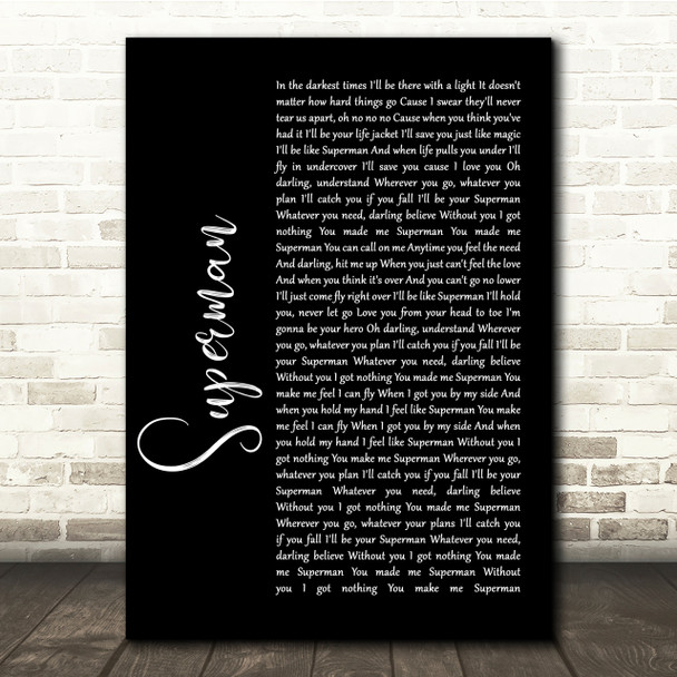 Scouting For Girls Superman Black Script Song Lyric Quote Print