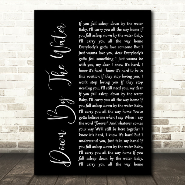 The Drums Down By The Water Black Script Song Lyric Quote Print