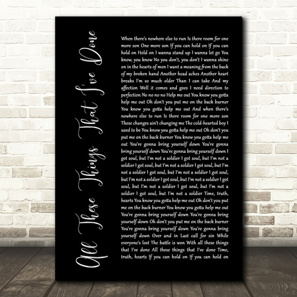 The Killers All These Things That I've Done Black Script Song Lyric Quote Print