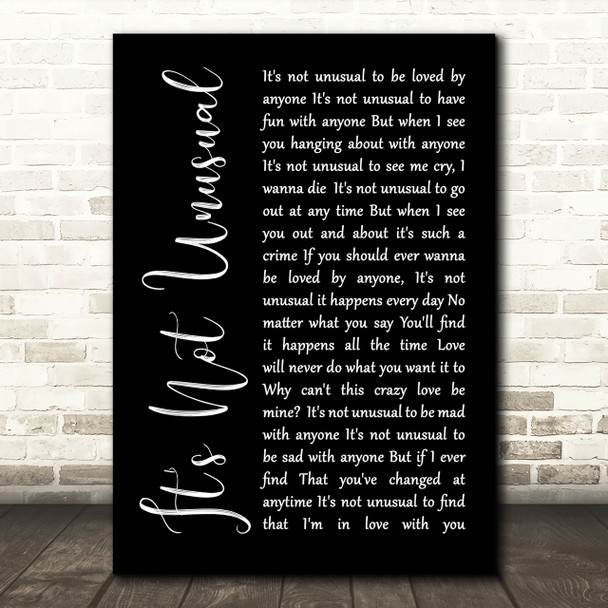 Tom Jones It's Not Unusual Black Script Song Lyric Quote Print