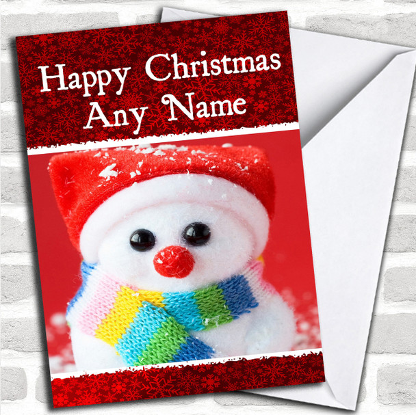 Big Eyed Snowman Christmas Card Personalized