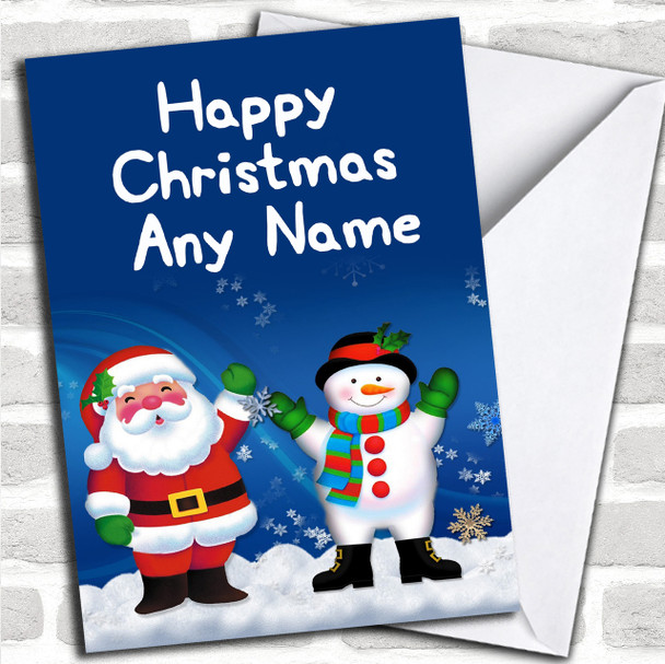 Santa And Snowman Christmas Card Personalized
