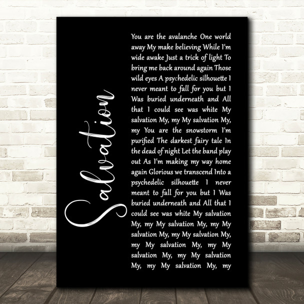 Gabrielle Aplin Salvation Black Script Song Lyric Quote Print