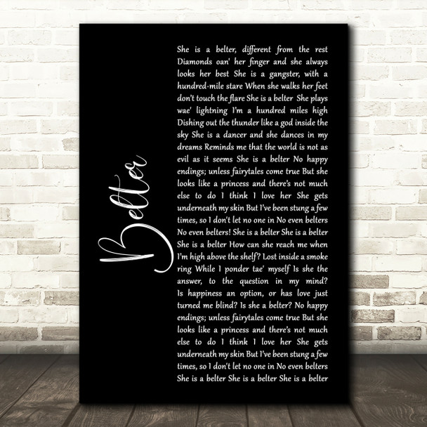 Gerry Cinnamon Belter Black Script Song Lyric Quote Print