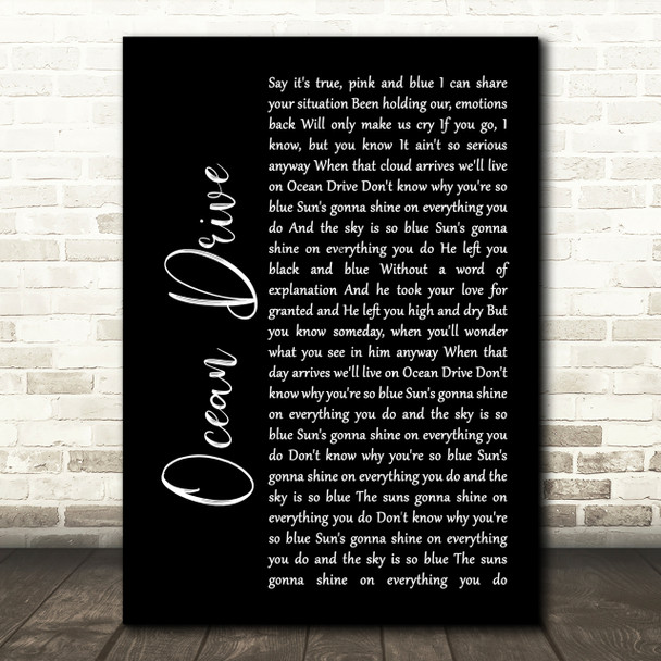 Lighthouse Family Ocean Drive Black Script Song Lyric Quote Print