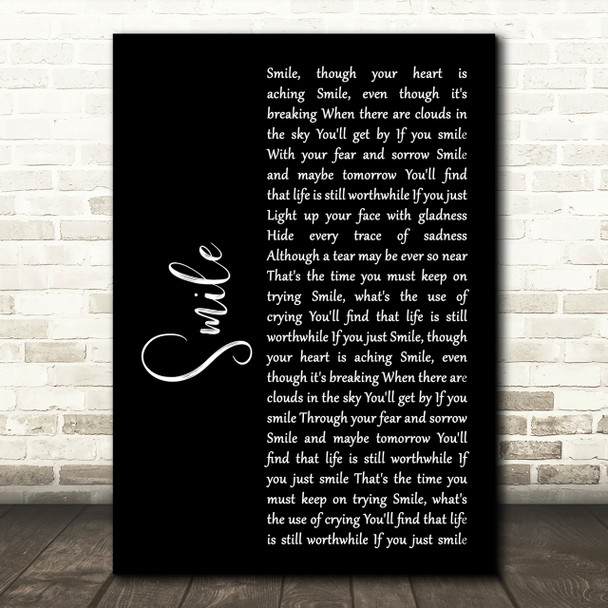 Michael Jackson Smile Black Script Song Lyric Quote Print