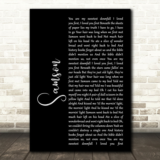 Regina Spektor Samson Black Script Song Lyric Quote Print