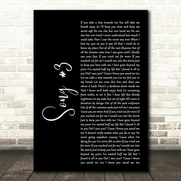 Stone Sour Song 3 Black Script Song Lyric Quote Print