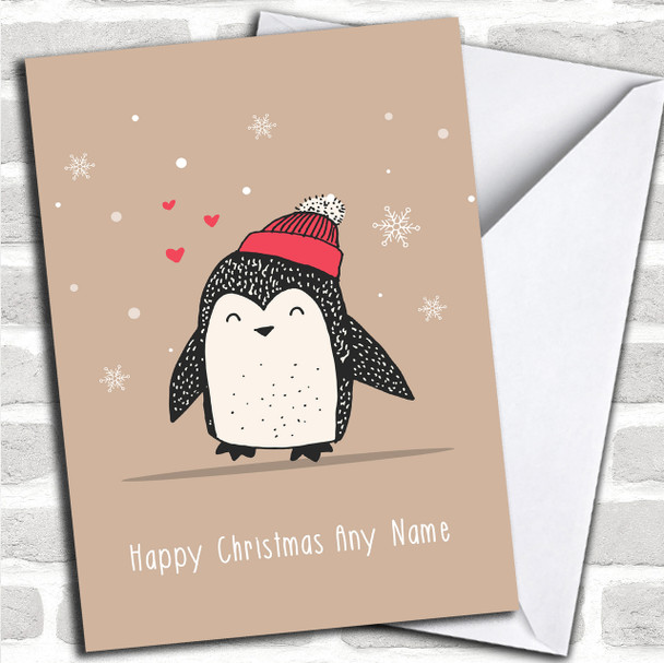 Cute Snowy Penguin Personalized Christmas Card