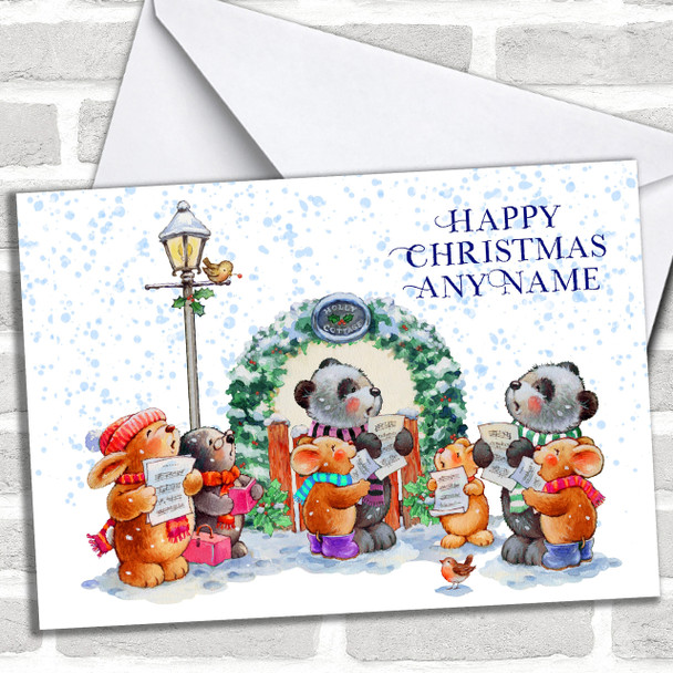 Cute Carol Singers Personalized Christmas Card