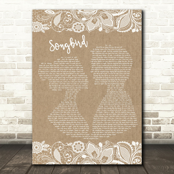 Eva Cassidy Songbird Burlap & Lace Song Lyric Quote Print