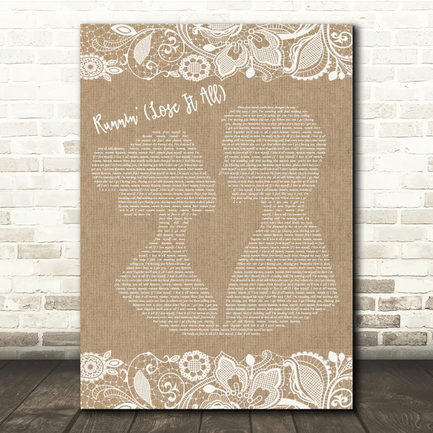 Naughty Boy Runnin' (Lose It All) Burlap & Lace Song Lyric Quote Print