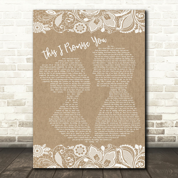 Ronan Keating This I Promise You Burlap & Lace Song Lyric Quote Print