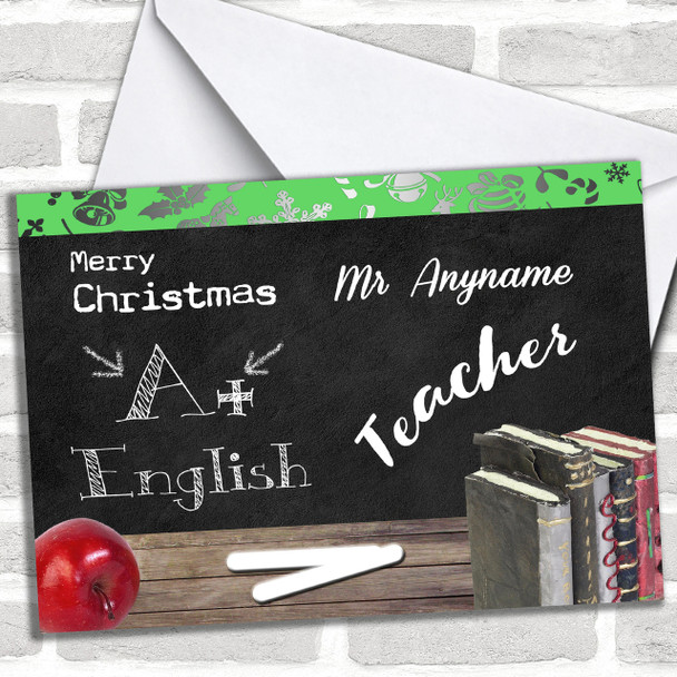 English Teacher Personalized Christmas Card