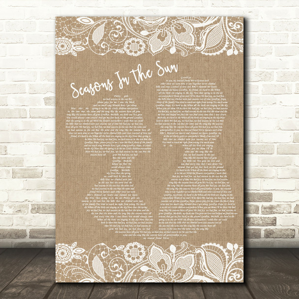 Westlife Seasons In The Sun Burlap & Lace Song Lyric Quote Print