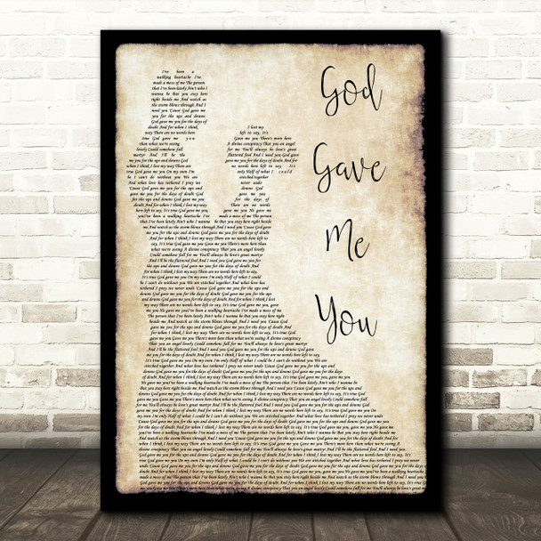 Blake Shelton God Gave Me You Song Lyric Man Lady Dancing Quote Print