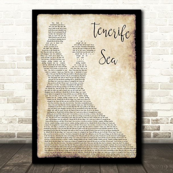 Ed Sheeran Tenerife Sea Song Lyric Man Lady Dancing Quote Print