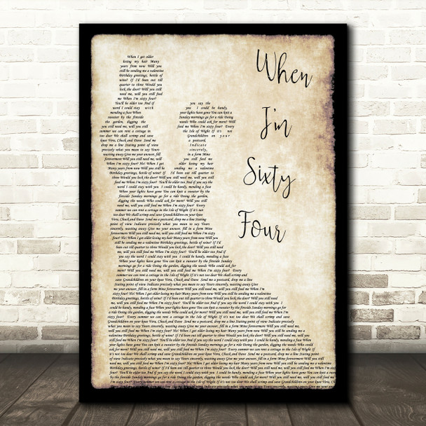 The Beatles When I'm Sixty Four Song Lyric Man Lady Dancing Quote Print