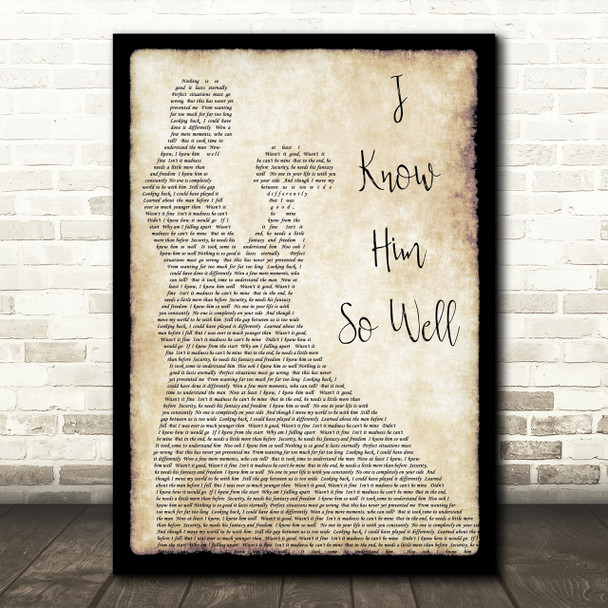 Whitney Houston I Know Him So Well Man Lady Dancing Song Lyric Quote Print
