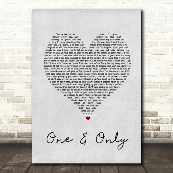 Adele One And Only Grey Heart Song Lyric Quote Print