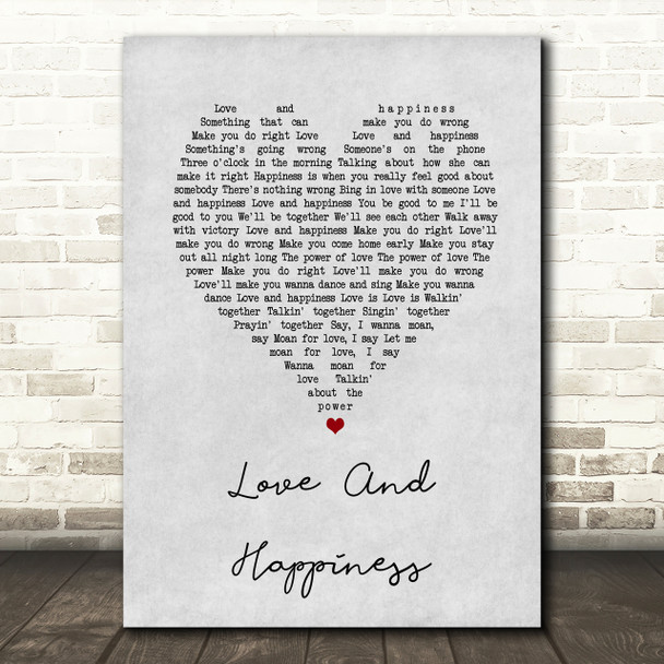 Al Green Love And Happiness Grey Heart Song Lyric Quote Print