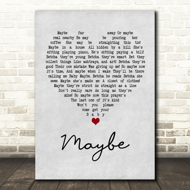 Annie Maybe Grey Heart Song Lyric Quote Print