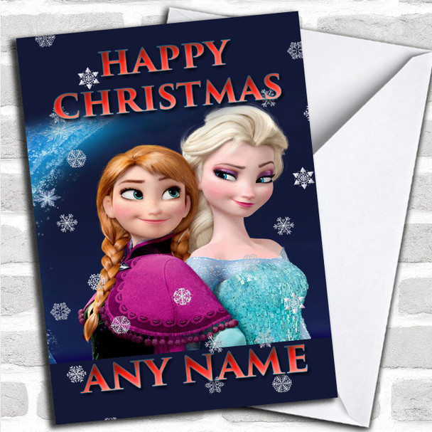 Anna And Elsa Frozen Christmas Card Personalized