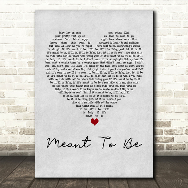 Bebe Rexha Meant To Be Grey Heart Song Lyric Quote Print