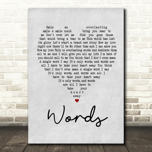 Bee Gees Words Grey Heart Song Lyric Quote Print