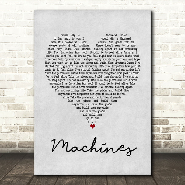 Biffy Clyro Machines Grey Heart Song Lyric Quote Print