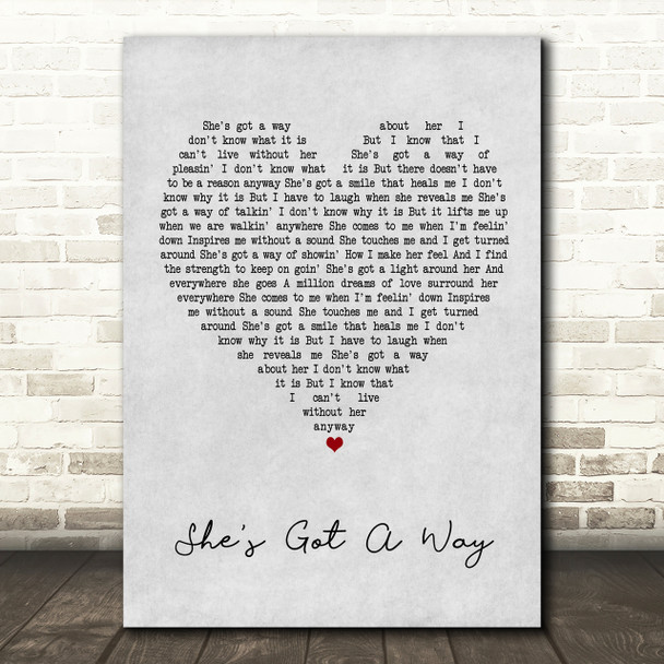 Billy Joel She's Got A Way Grey Heart Song Lyric Quote Print