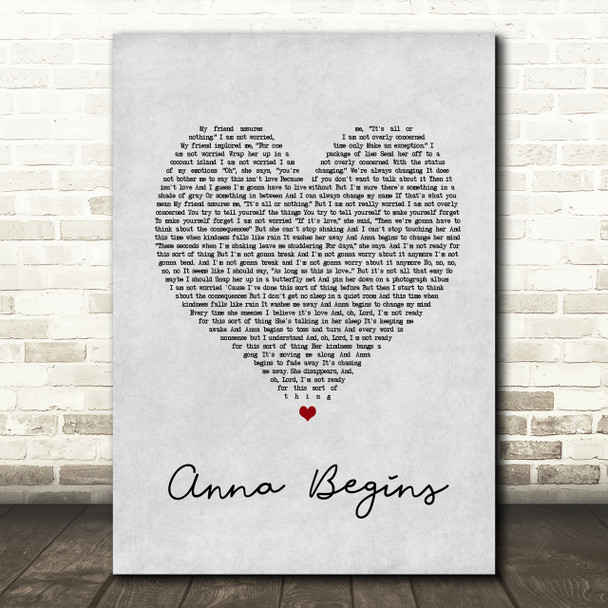 Counting Crows Anna Begins Grey Heart Song Lyric Quote Print