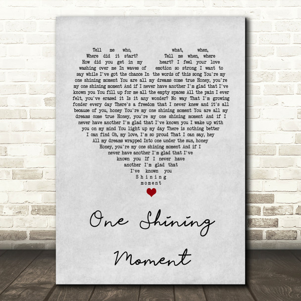 Diana Ross One Shining Moment Grey Heart Song Lyric Quote Print