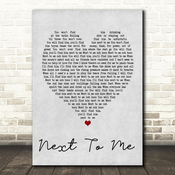 Emeli Sandé Next To Me Grey Heart Song Lyric Quote Print