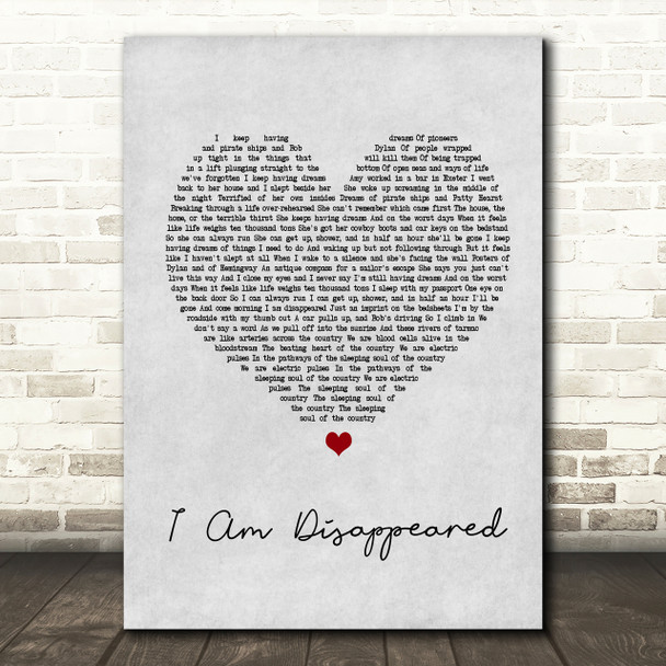 Frank Turner I Am Disappeared Grey Heart Song Lyric Quote Print