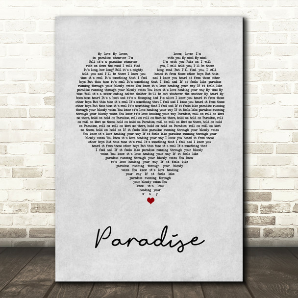 George Ezra Paradise Grey Heart Song Lyric Quote Print