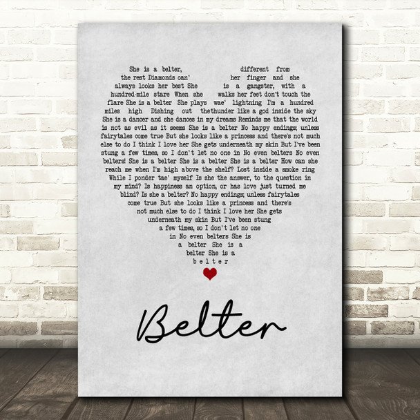 Gerry Cinnamon Belter Grey Heart Song Lyric Quote Print