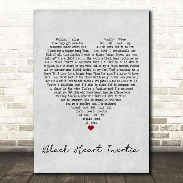 Incubus Black Heart Inertia Grey Heart Song Lyric Quote Print