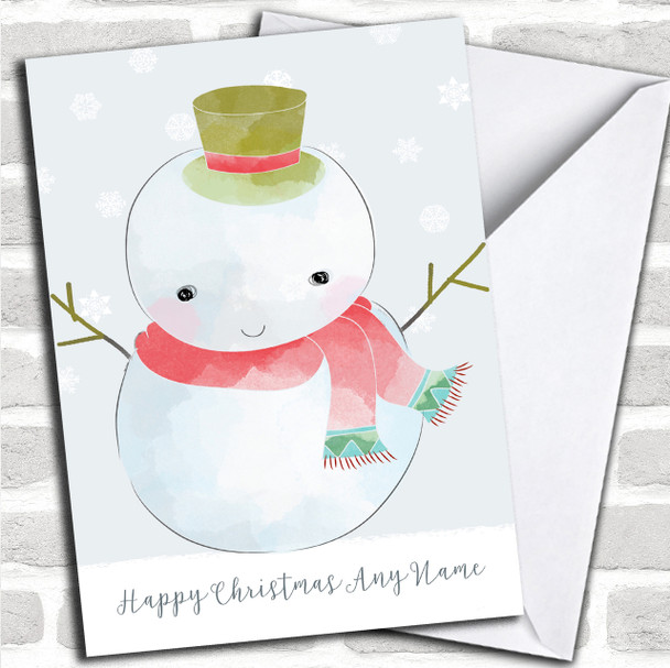 Watercolour Snowman Children's Personalized Christmas Card