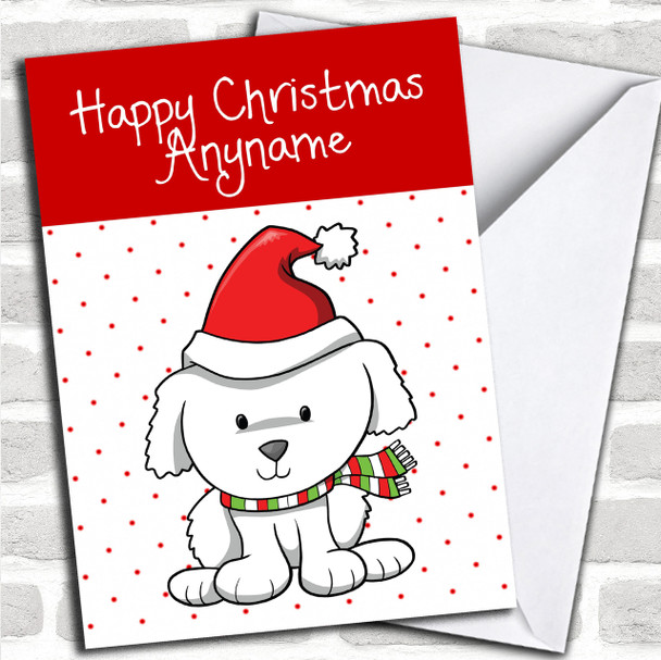 Spotty White Dog Children's Personalized Christmas Card