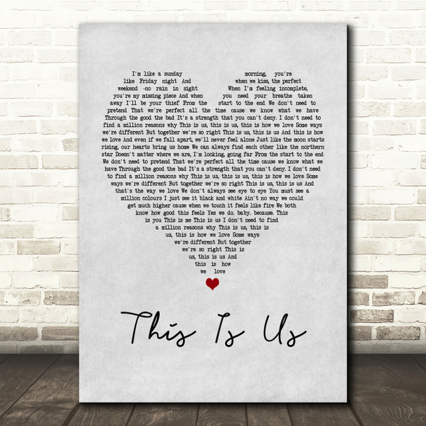 Keyshia Cole This Is Us Grey Heart Song Lyric Quote Print