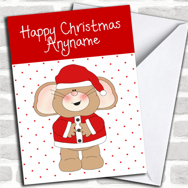Spotty Santa Mouse Children's Personalized Christmas Card