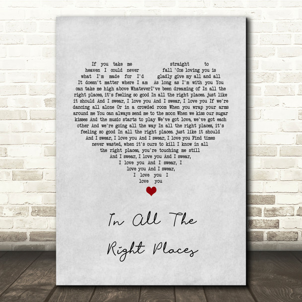 Lisa Stansfield In All The Right Places Grey Heart Song Lyric Quote Print