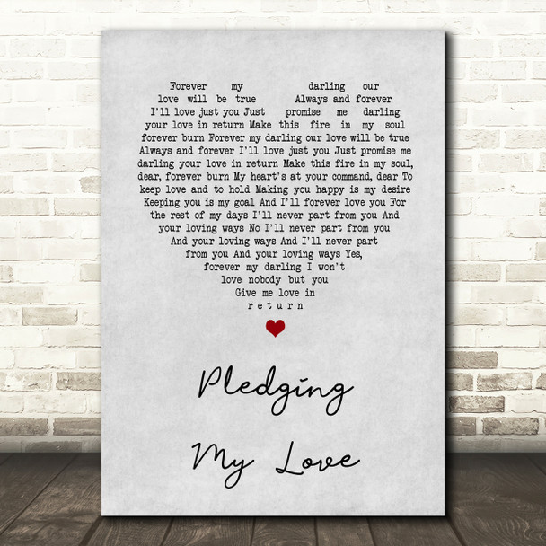 Marvin Gaye & Diana Ross Pledging My Love Grey Heart Song Lyric Quote Print